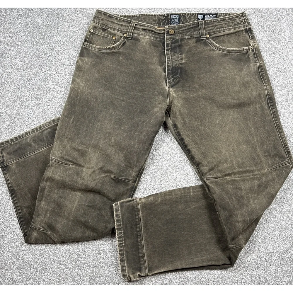 KUHL RYDR Vintage Patina Dye Pants Men's 38x32 Brown Outdoor Hiking Canvas